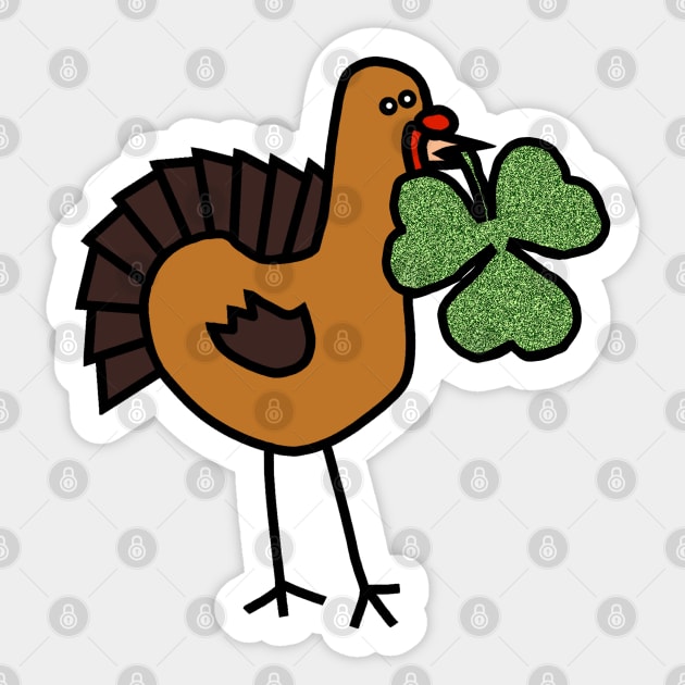 Thanksgiving Turkey with Shamrock for St Patricks Day Sticker by ellenhenryart